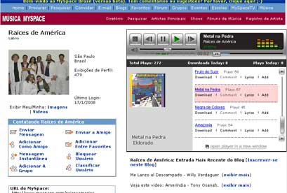 Pgina do Races no Myspace